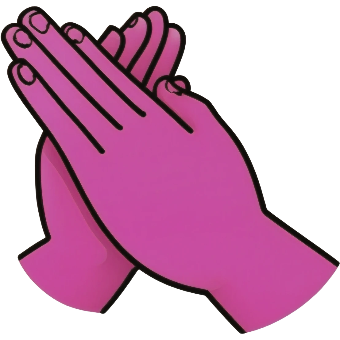 a blessed (i.e "bless") emoji, like two praying hands but hot/light pink (more light pinkish), black outline, cartoon hands emoji