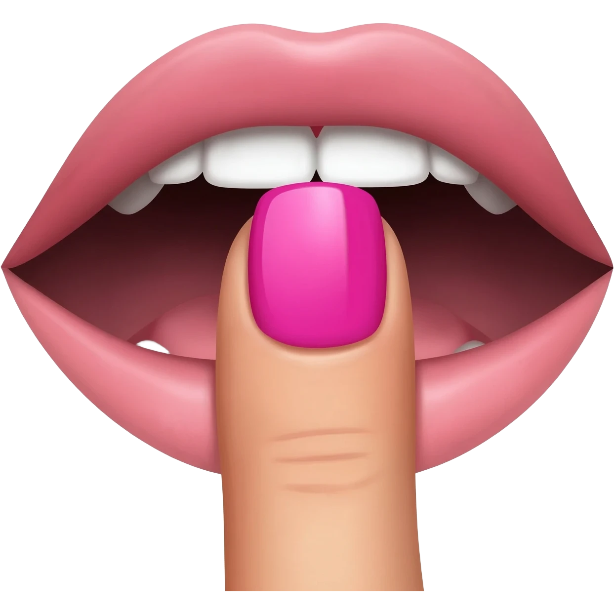 emoji with a big wet finger with pink nailpolish in its mouth emoji