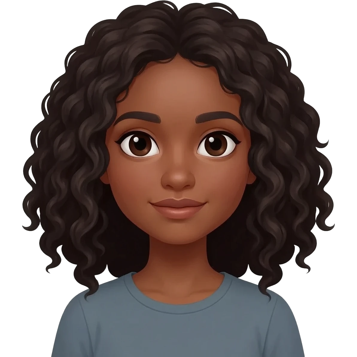 Chica de piel morena cabello chino a los hombros emoji