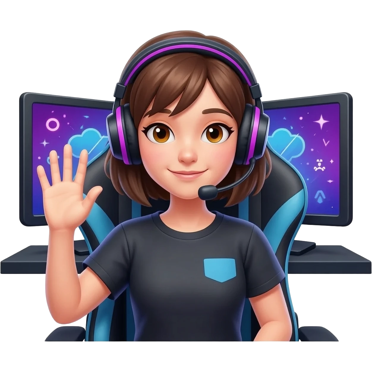 Gamer girl who waves emoji