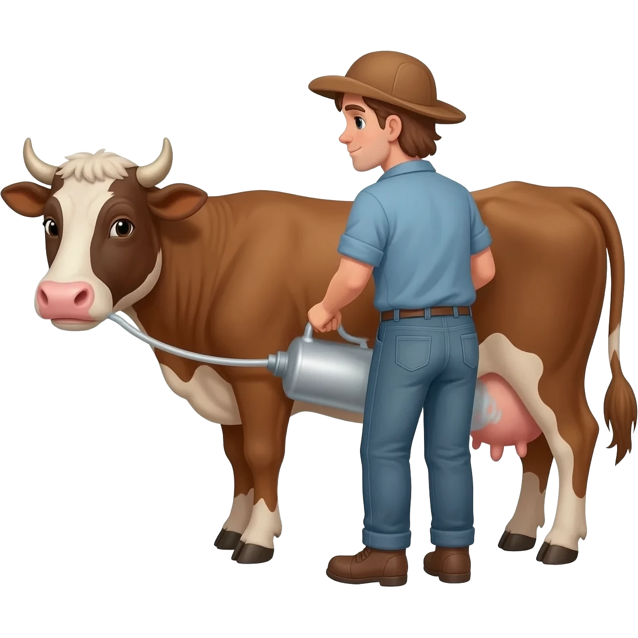 Una persona ordeñando una vaca emoji