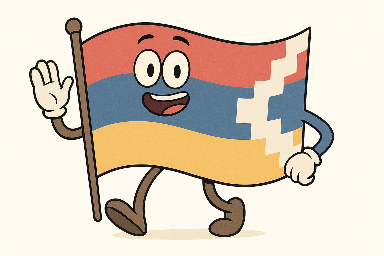 animated flag of Artsakh, waving, clean white background, flat toon style emoji