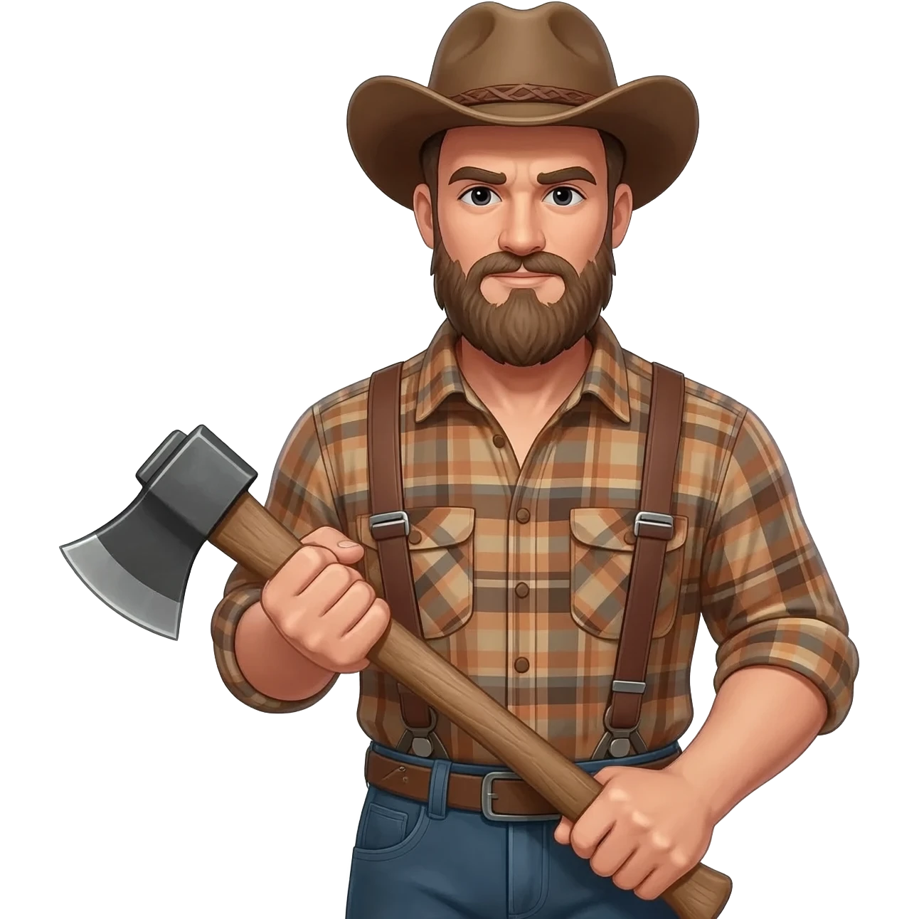 Bald bearded man Lumberjack emoji