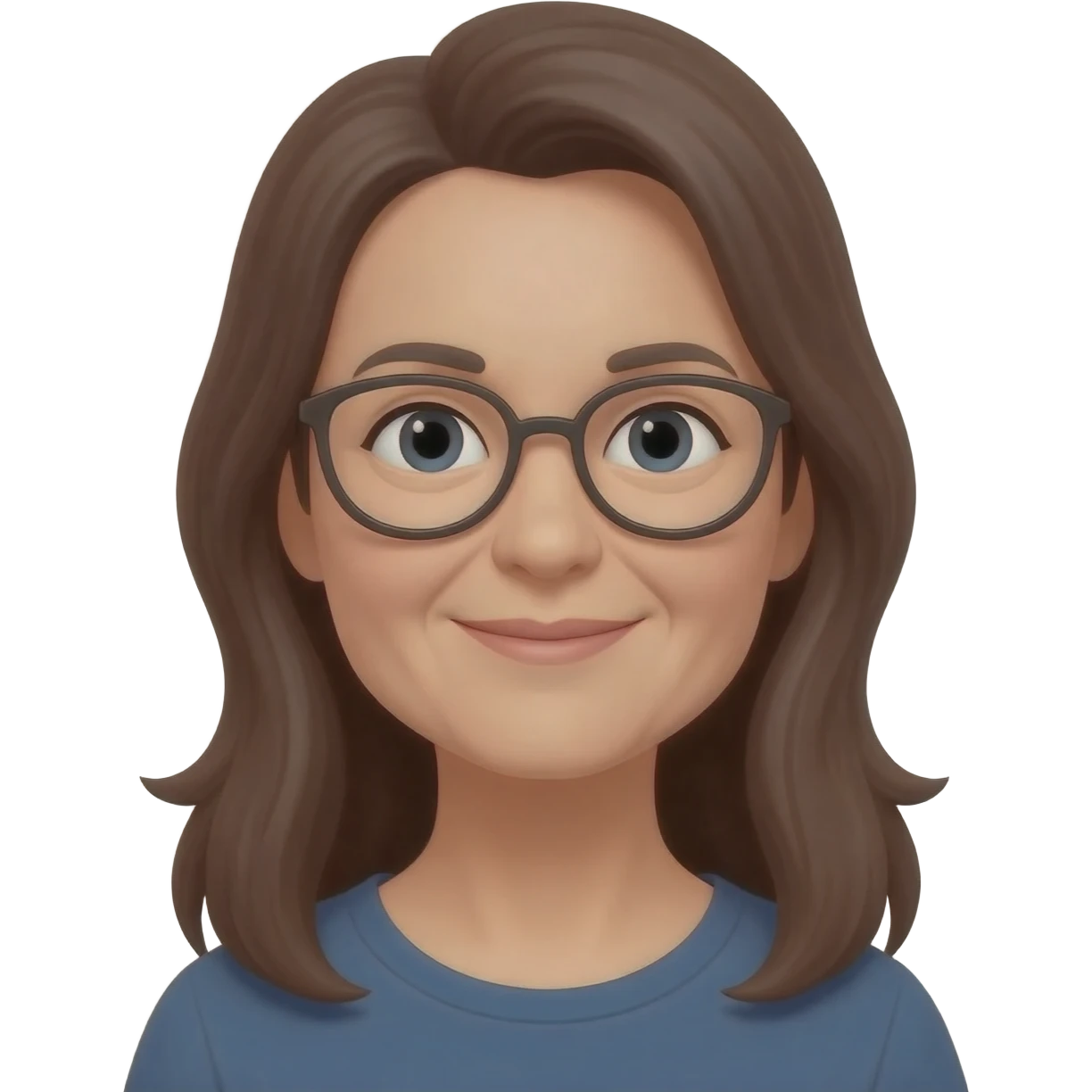 50 year old female with long brown hair and glasses emoji