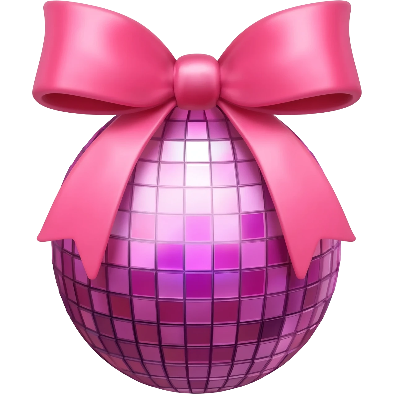 a pink ribbon on oa disco ball emoji