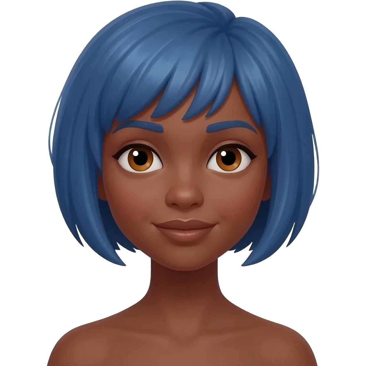 Brown skin hazel female eyes blue short hair emoji