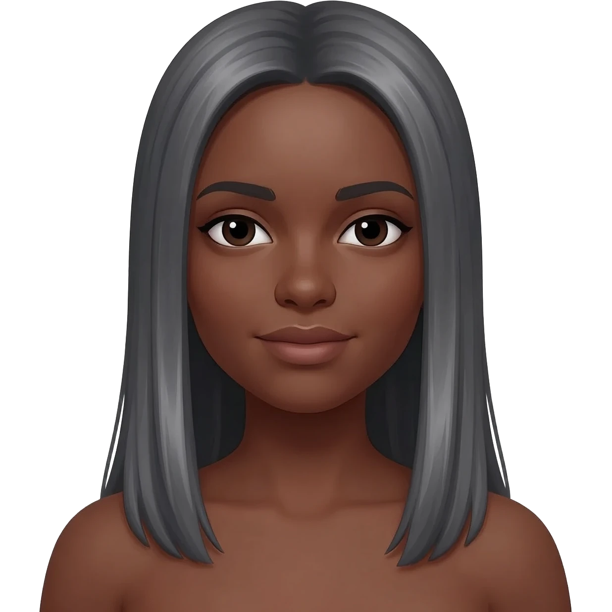 Gray hair  black woman longer straight hair emoji
