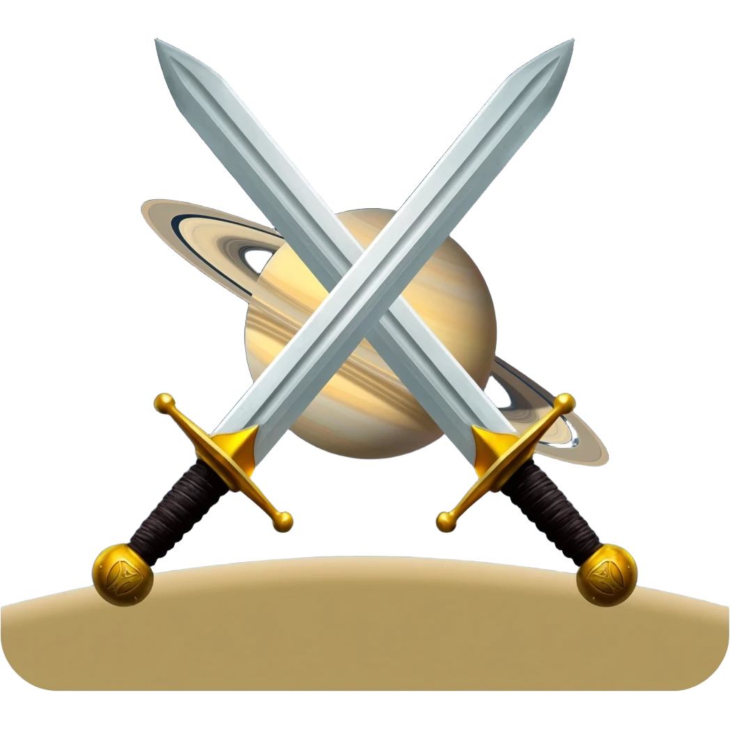 Saturn which is crossed by 2 swords emoji