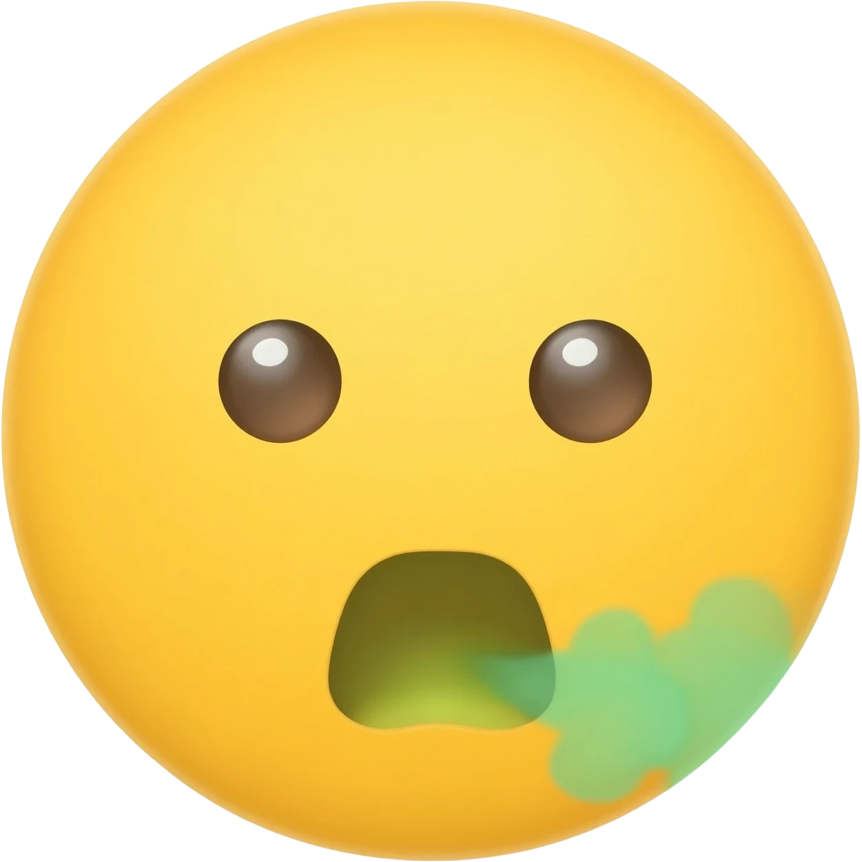 generic yellow circle face emoji talk with bad breath represented by a green cloud going out through his mouth giving a little space to see the mouth of the emoji and one of those eyes representing uncomfortability emoji