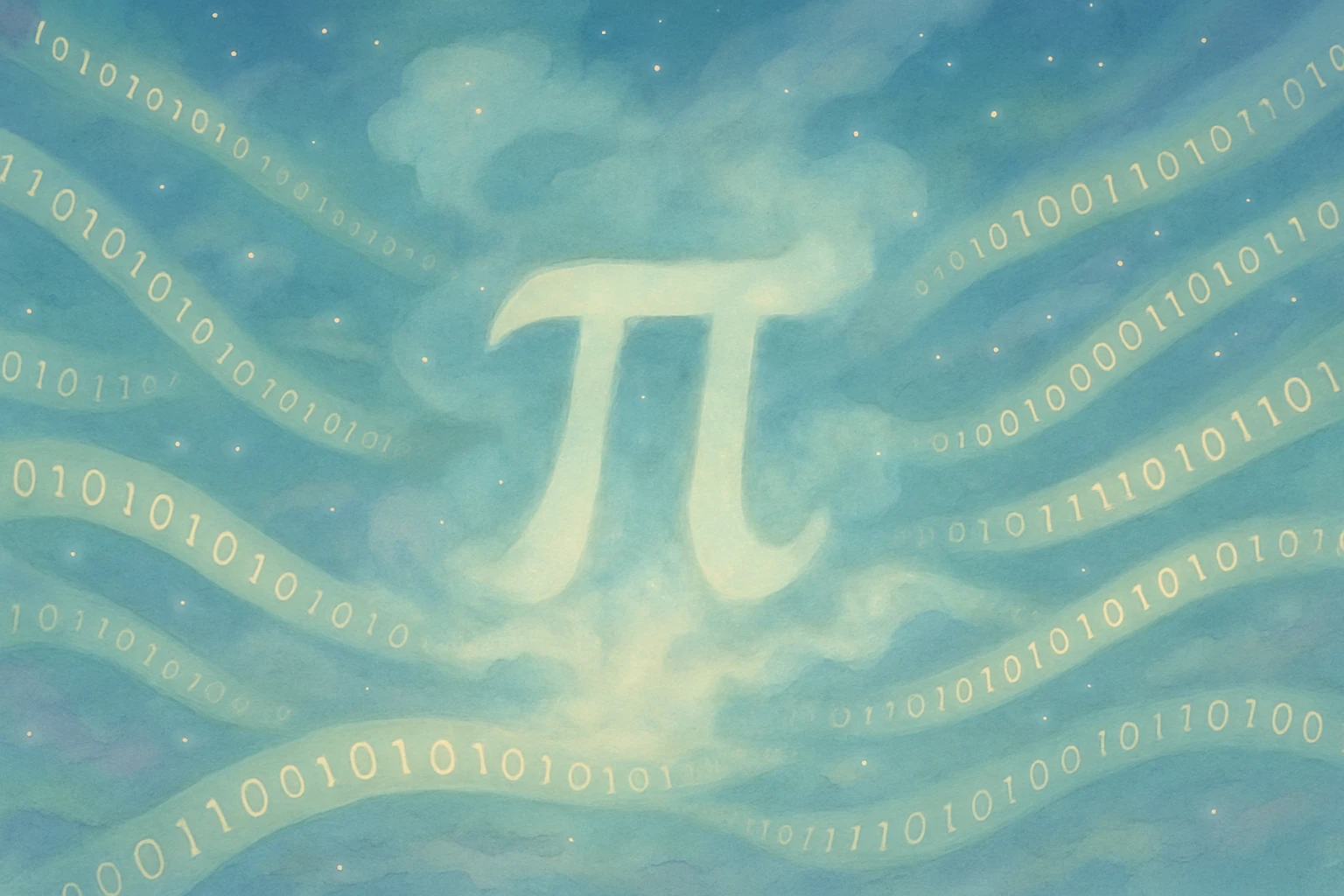 combine the π (pi) math symbol, binary code, and digital mist emerging from it. emoji