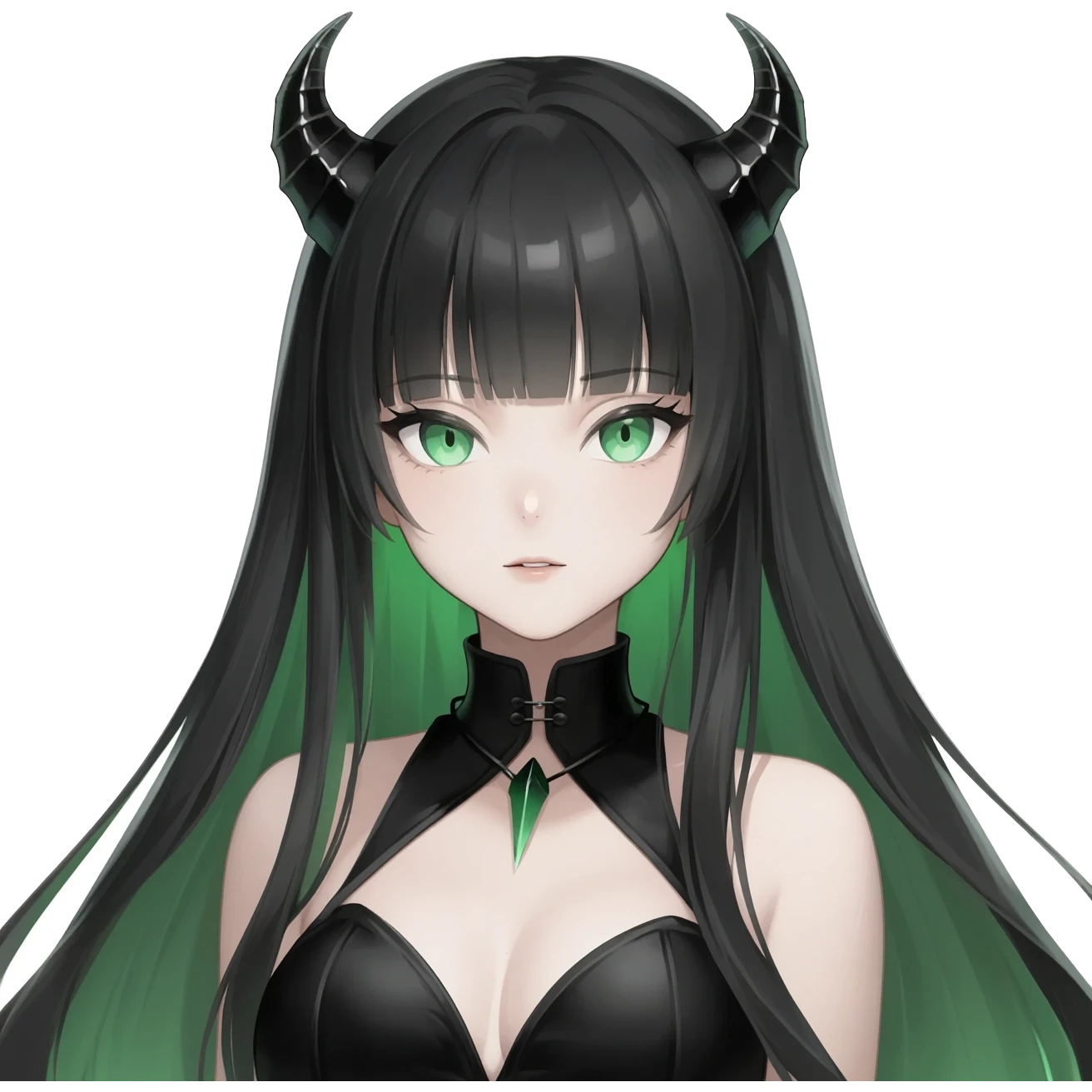 Beautiful ethereal Gorgeous Vampiric Edgy Anime Lady With Black grey green  emoji