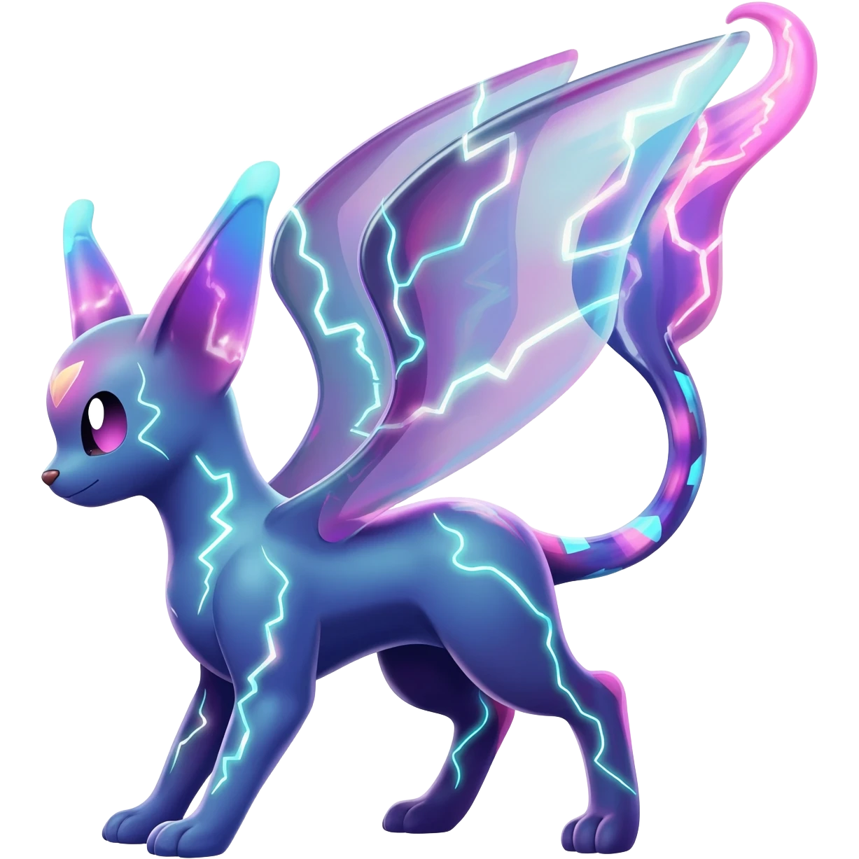 An exotic neon colorful unique bizarre eccentric Fakémon-Eeveelution-creature (full body) emoji