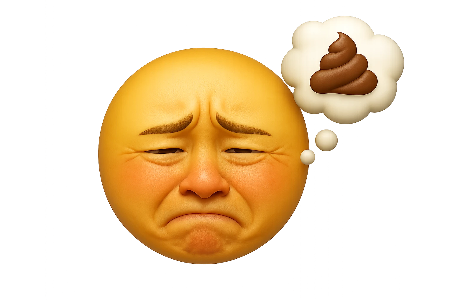 emoji stile iphone che riguarda l'argomento "stipsi/andrò al bagno oggi?", iperrealistico 4k emoji