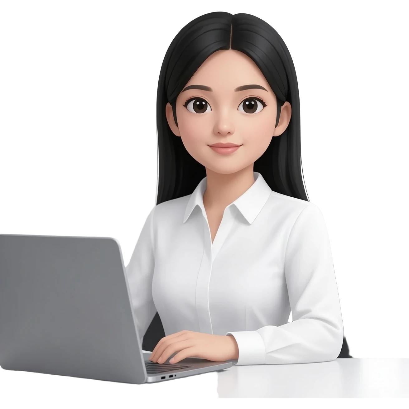 office women black hair infront of laptop emoji