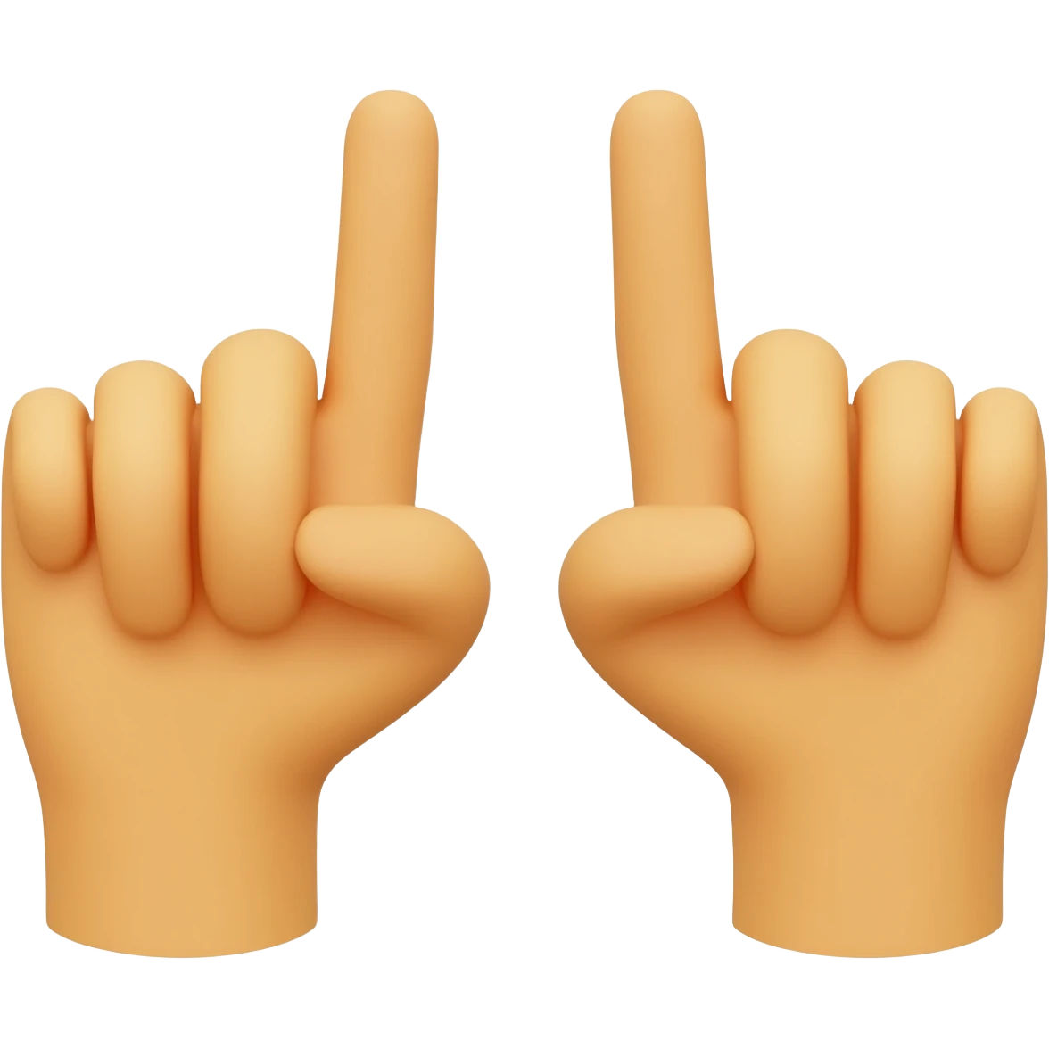 Emoji deux mains côte à côte formant un W, paumes face avant, index et majeur levés, style emoji 3D, fond transparent. emoji