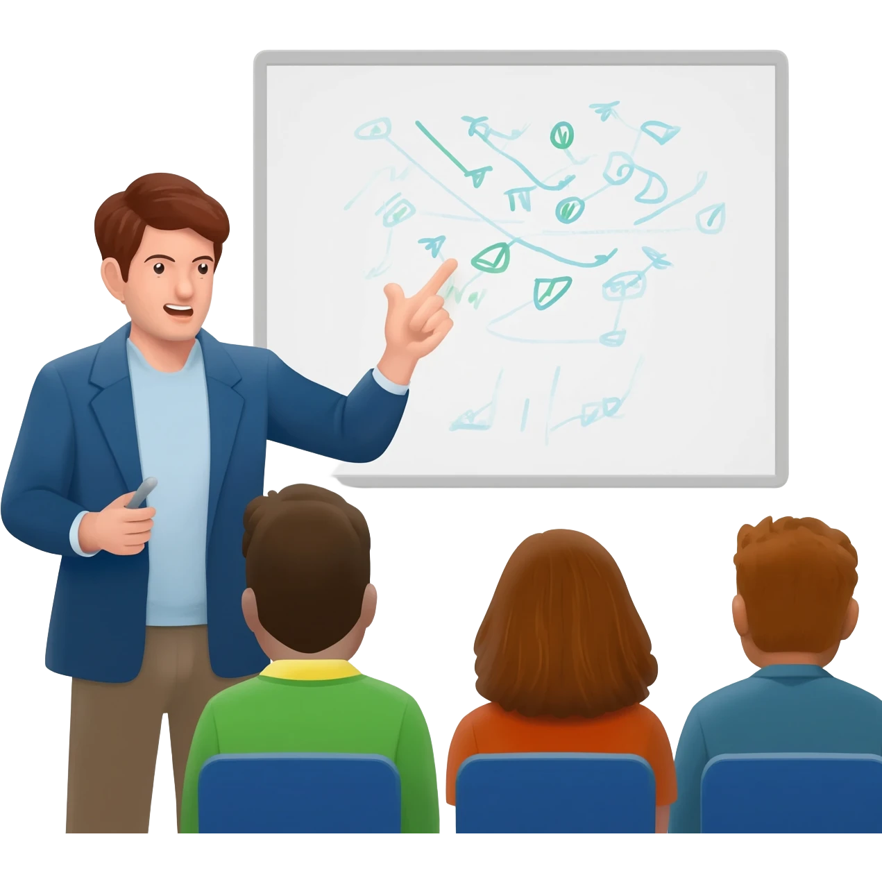 A person talking to the audience and explaining a lecture about human activities emoji