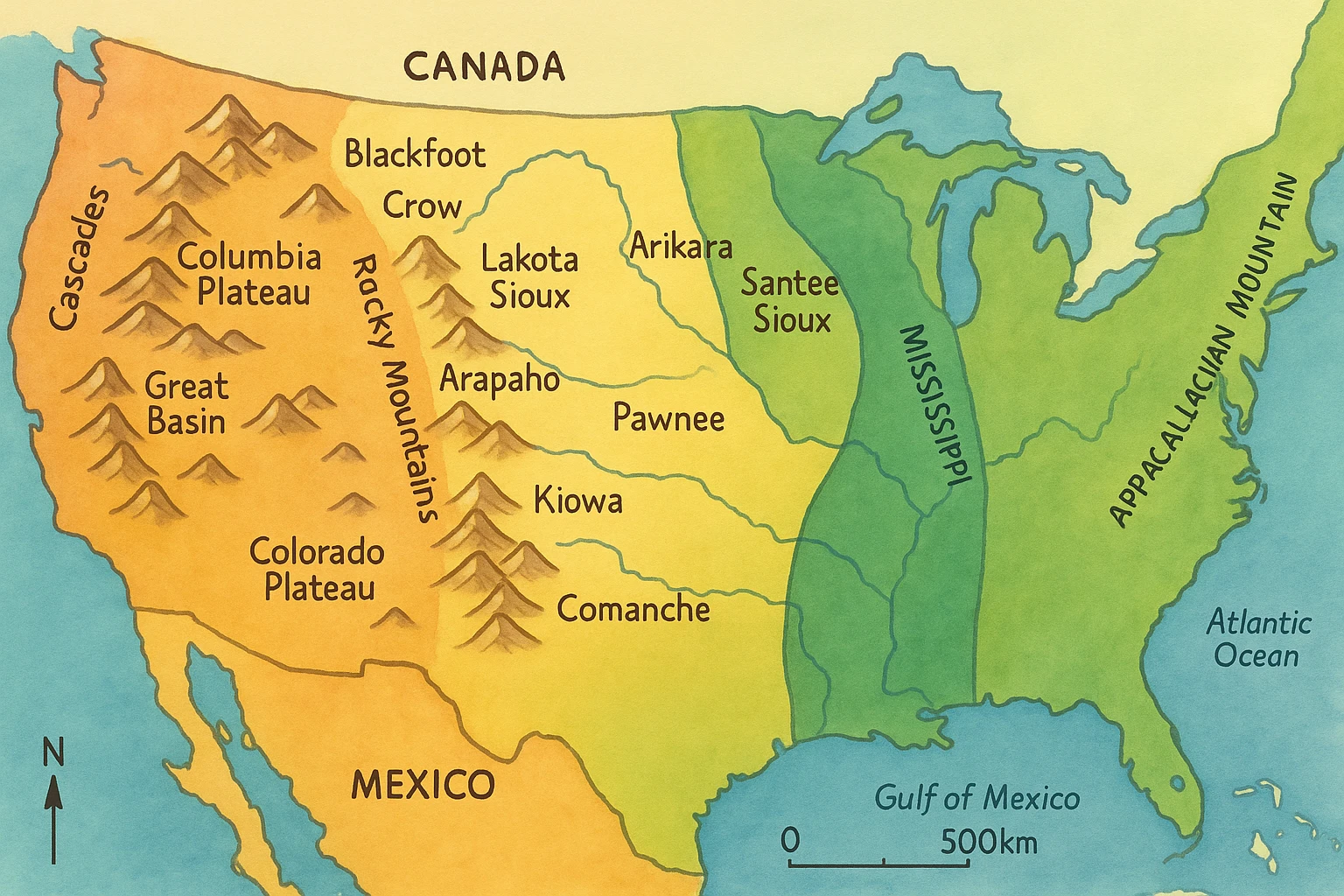 Make a full copy of this map from coast to coast making the lines between each colour clear  emoji