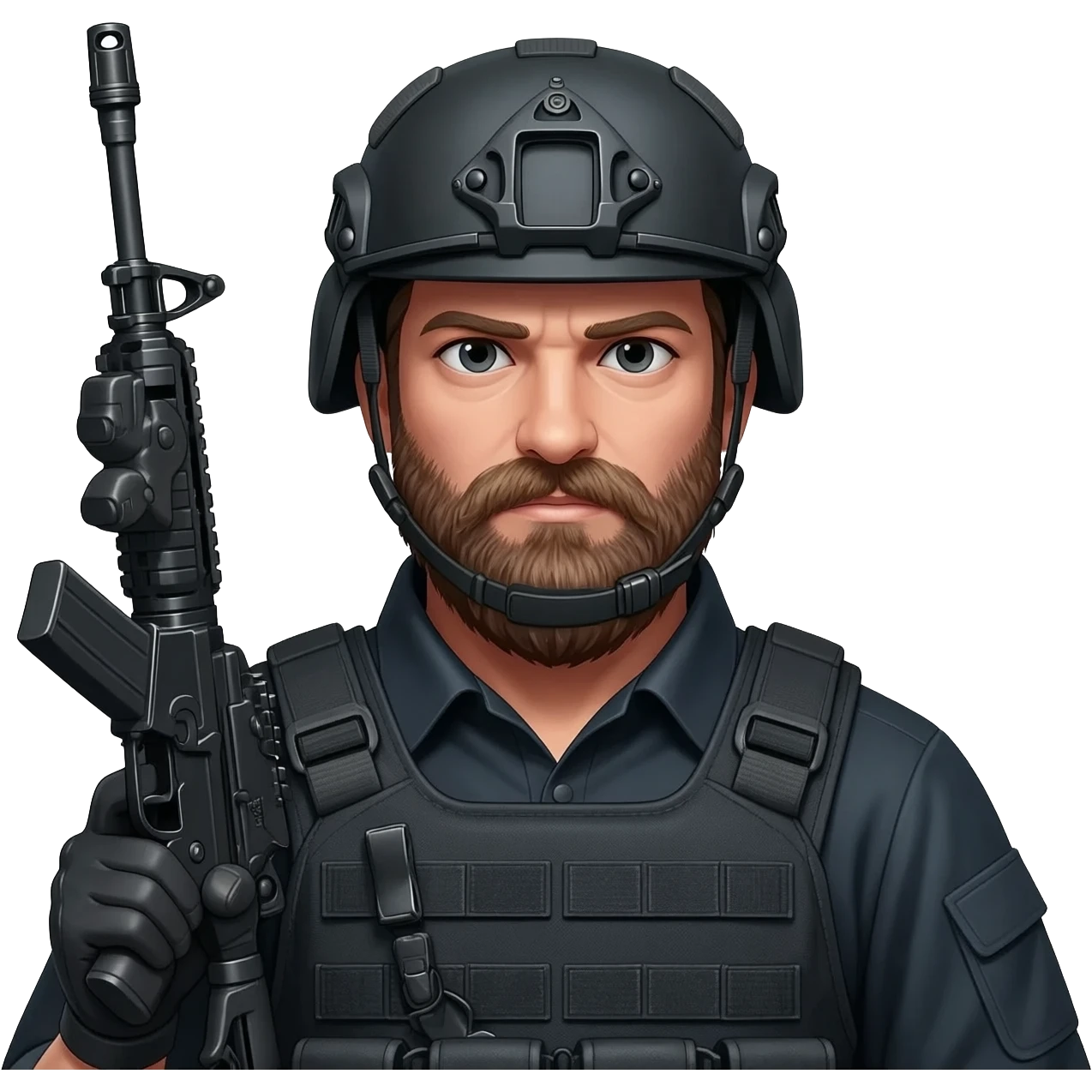Tüfek tutan bıyıklı erkek emoji