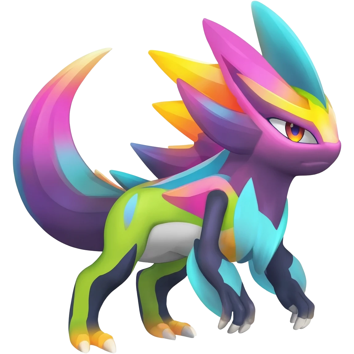Elemental Exotic Colorful Fantasy Pokémon-Fakémon-hybrid-creature (full body) emoji