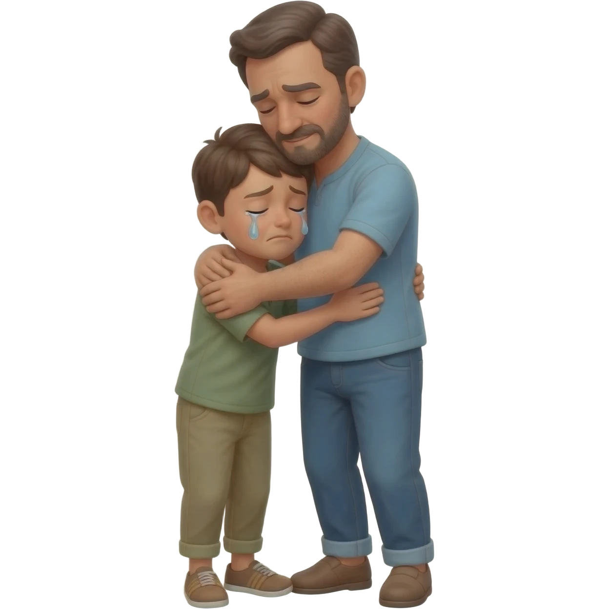 нарисуй как отец обнимет с любовью и слезами  сына возростом 20-24  года во весь рост  ,  времена древнего иерусалима emoji