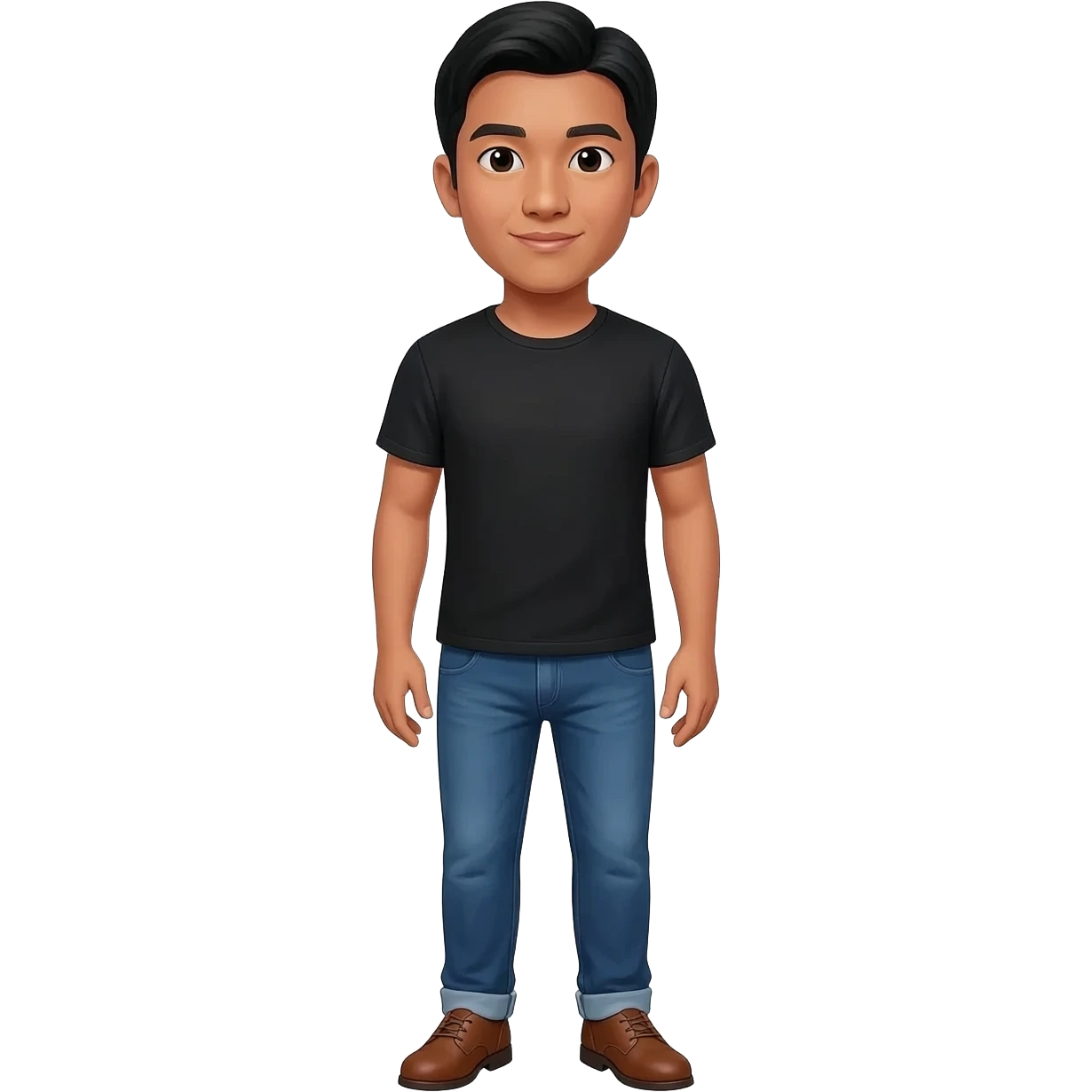 Filipino man black tshirt and denim blue pants and brown shoes  emoji