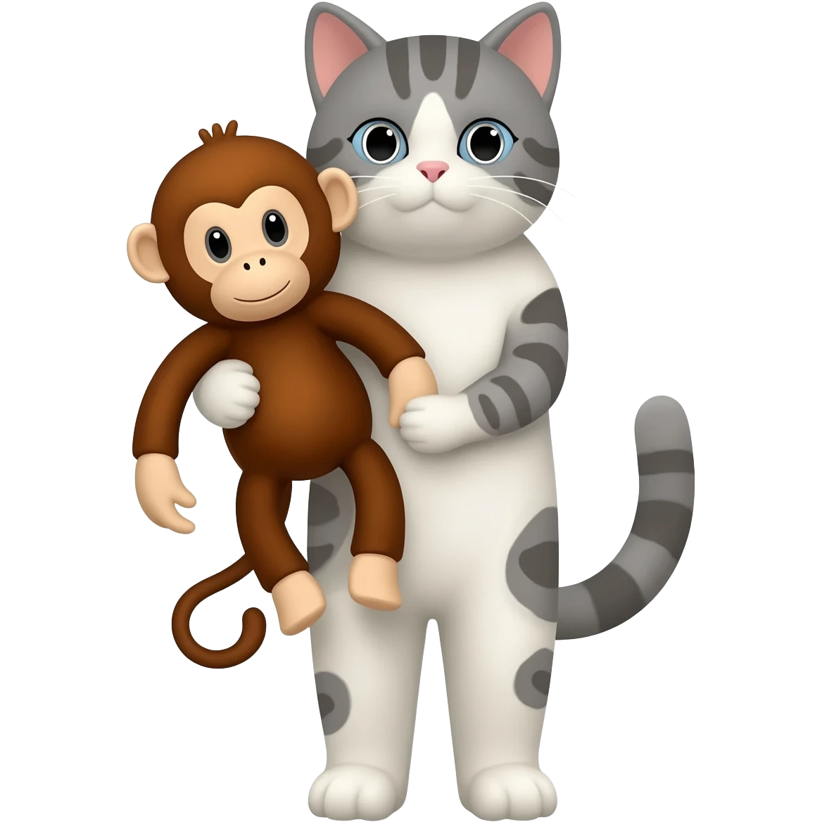 cat holding monkey stuffed animal emoji