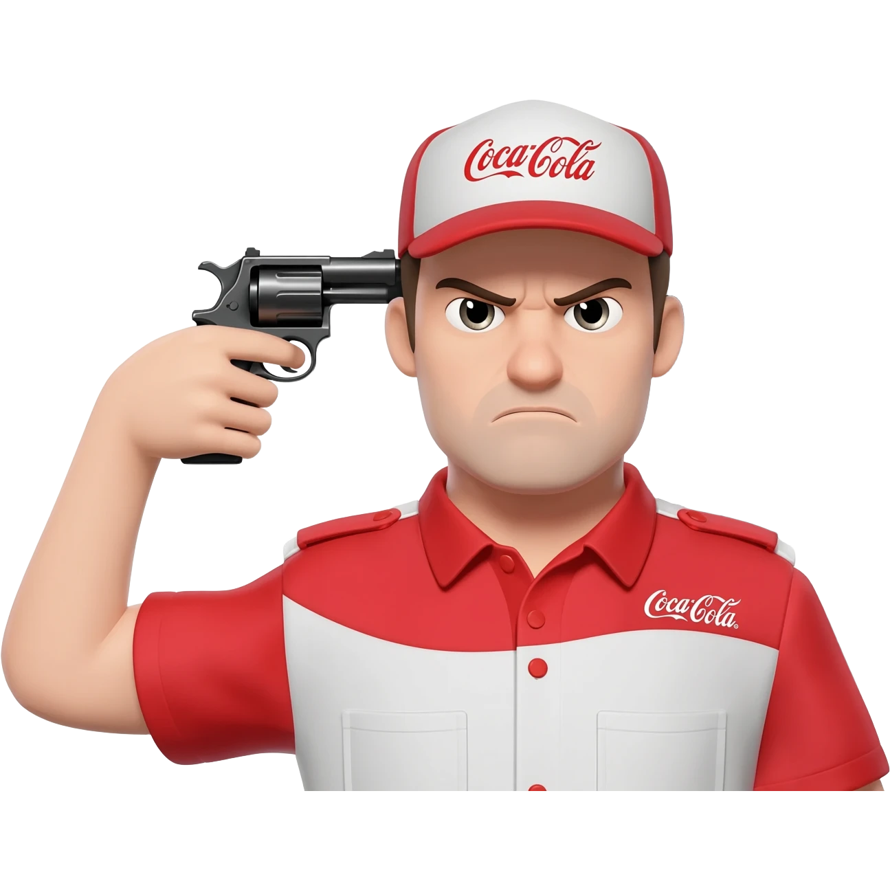 grumpy coca-cola guy with someone pointing a gun to his head emoji