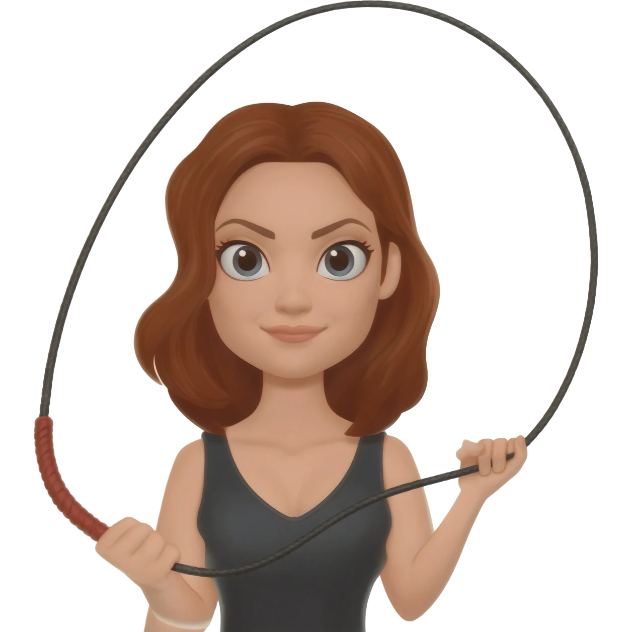 A woman with a whip emoji