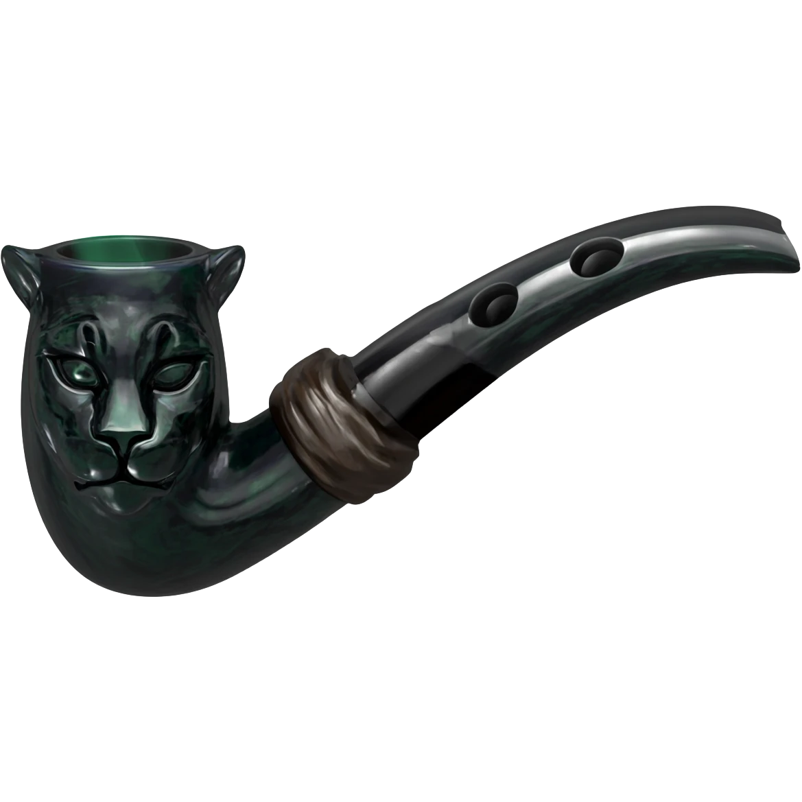 pipa chamanica con cabeza de pantera con humo emoji