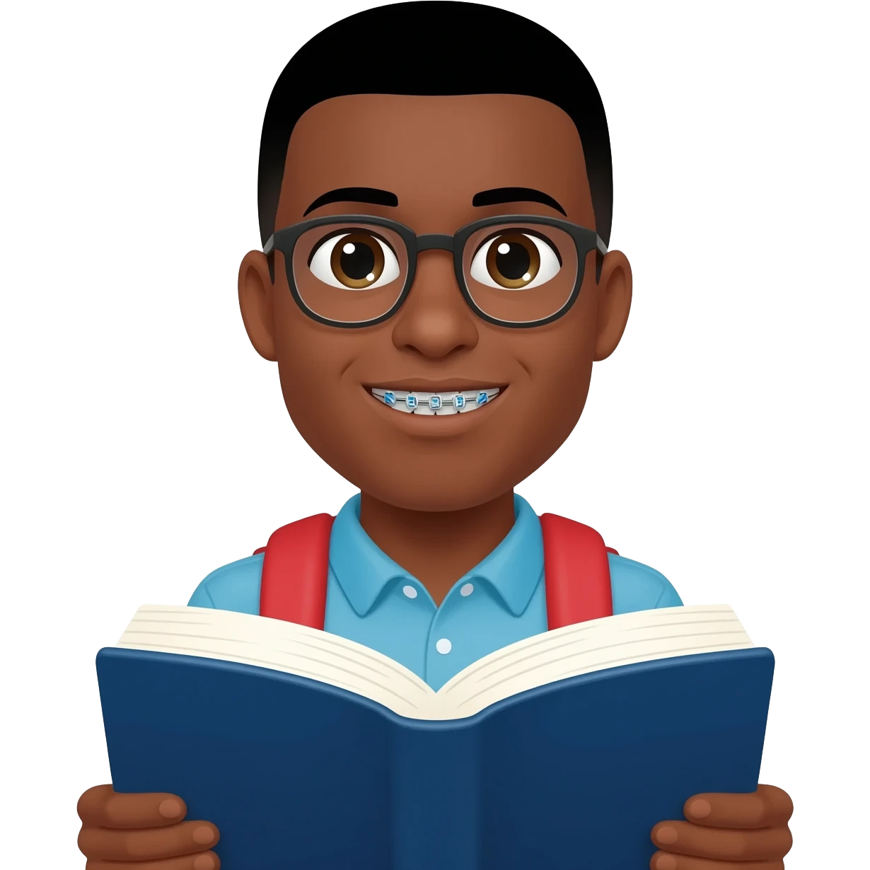 black STUD with glasses and braces NERD emoji