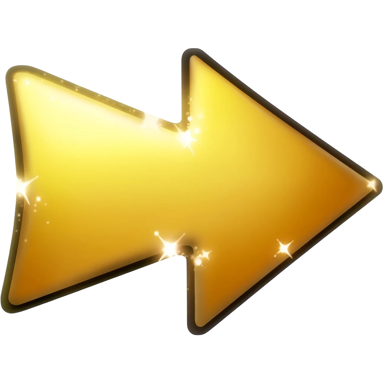 A gold sparkle emoji arrow with black outline emoji