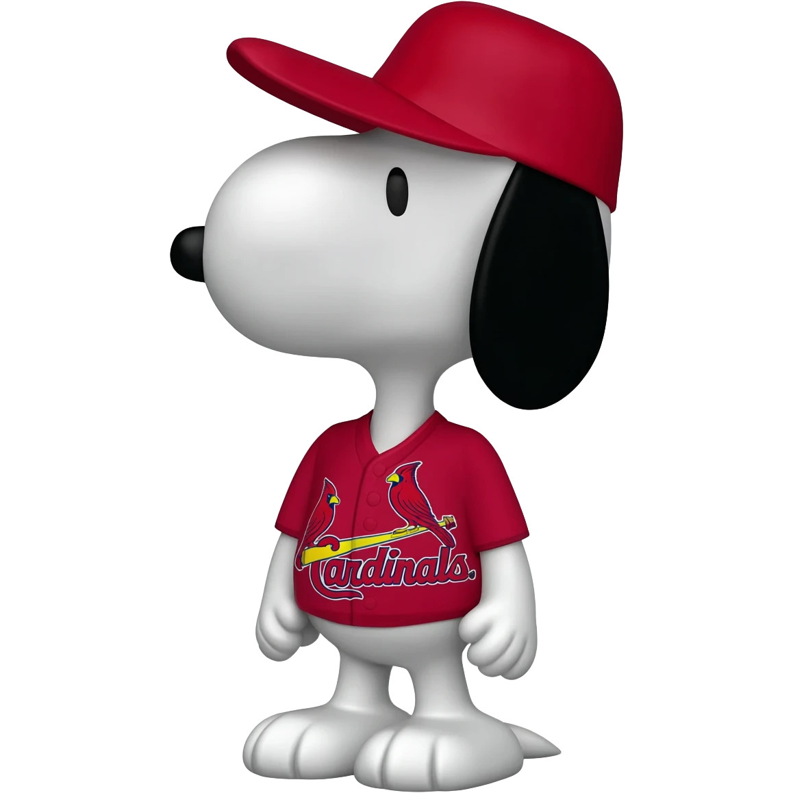Snoopy wearing a St Louis Cardinals jersey and cap emoji