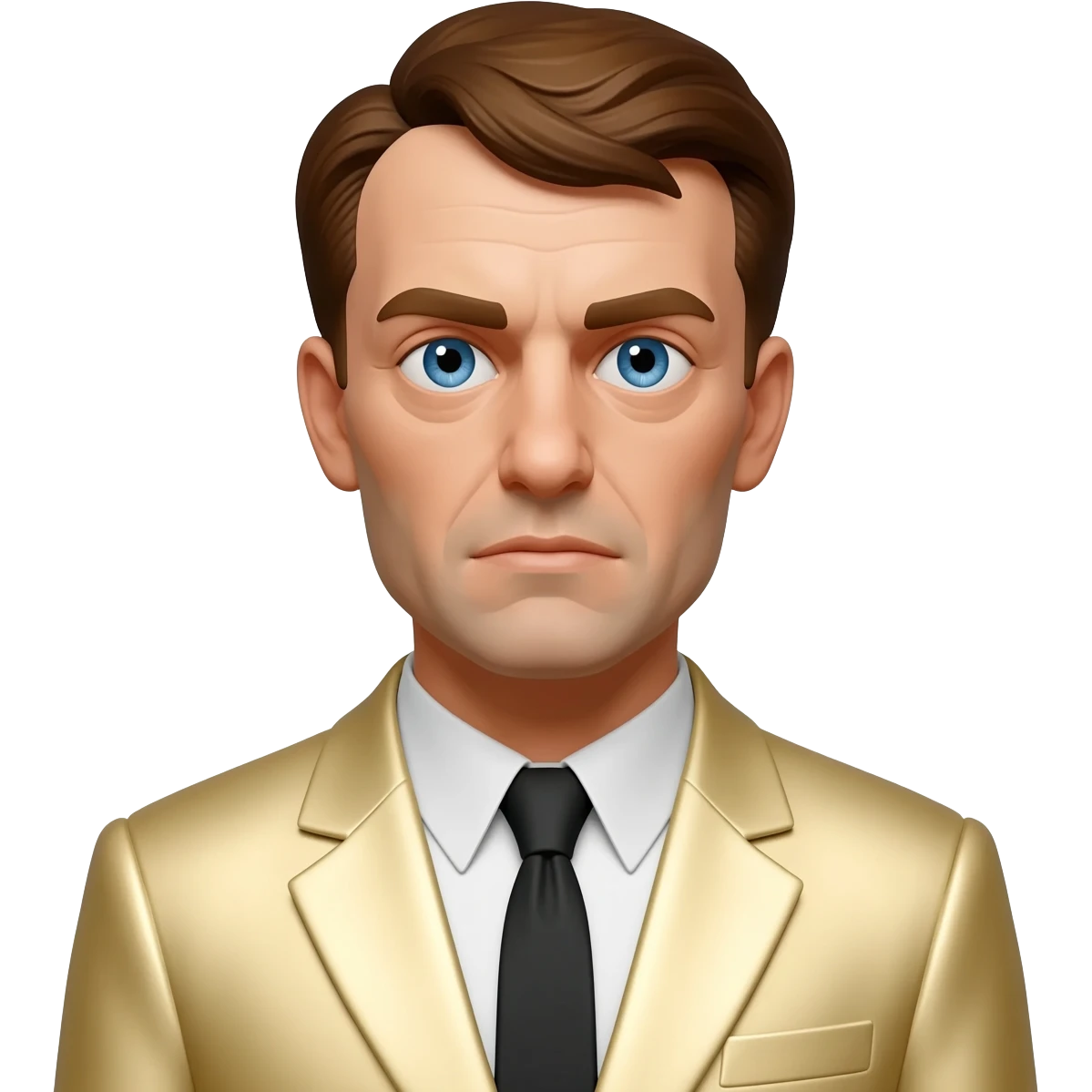 Sergei Eisenstein with blue eyes, brown hair, ivory metallic suit emoji