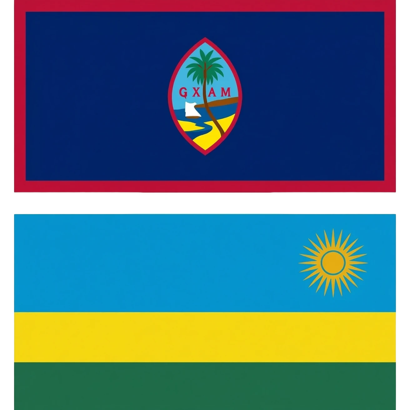 Saint Guam and Rwanda emoji flag emoji