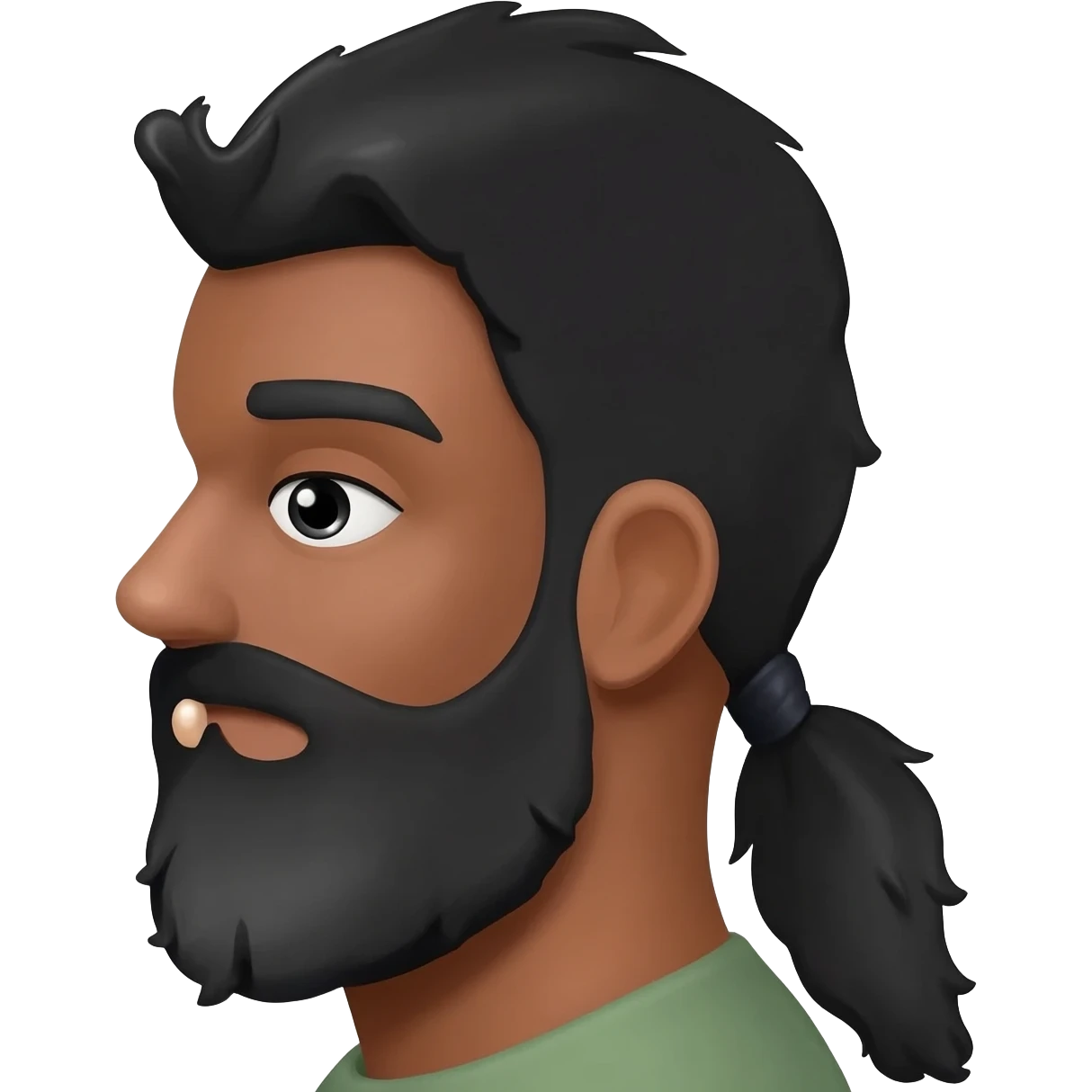 Black Beard man with black long mullet on ponytail emoji