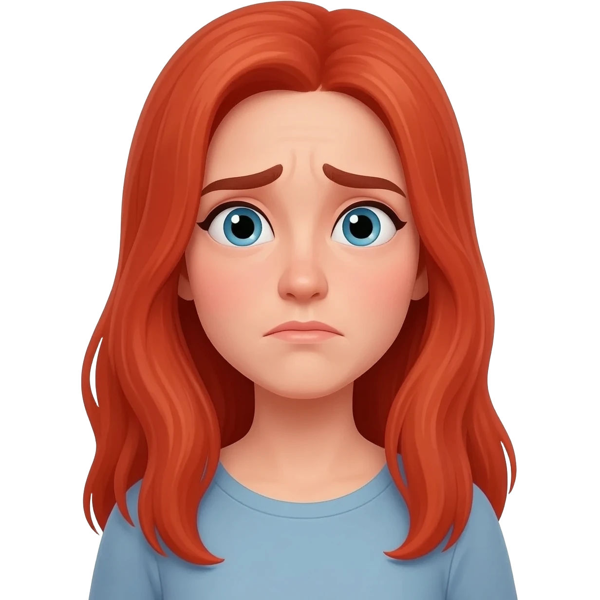 female with long red hair feeling stupid emoji