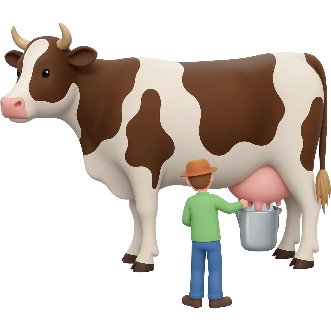 Vaca y una persona ordeñandola emoji