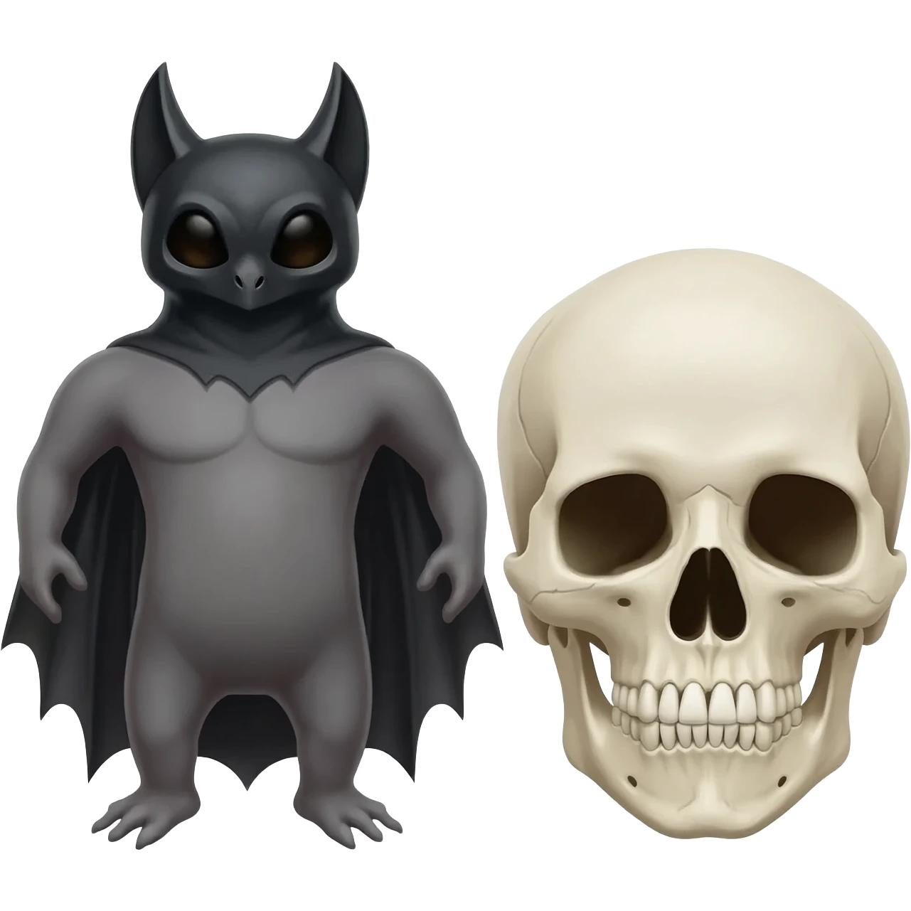 Bat and human skull together in one frame emoji
