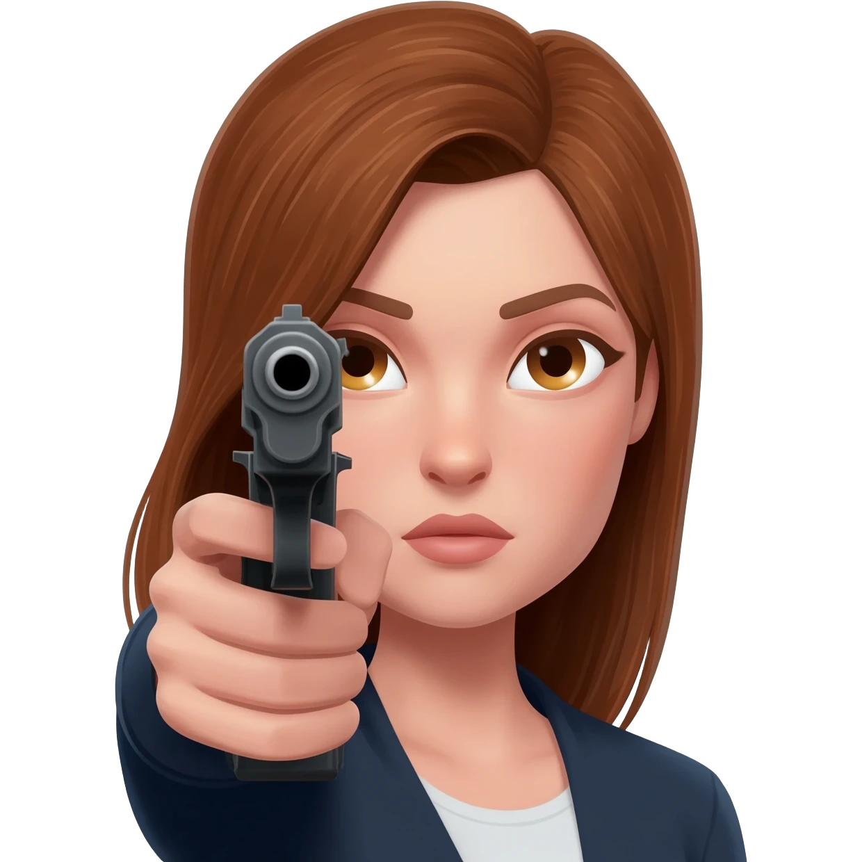 pistole kolmo  u hlavy žena emoji