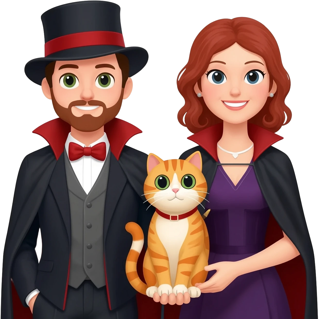 magician couple and their pet cat emoji
