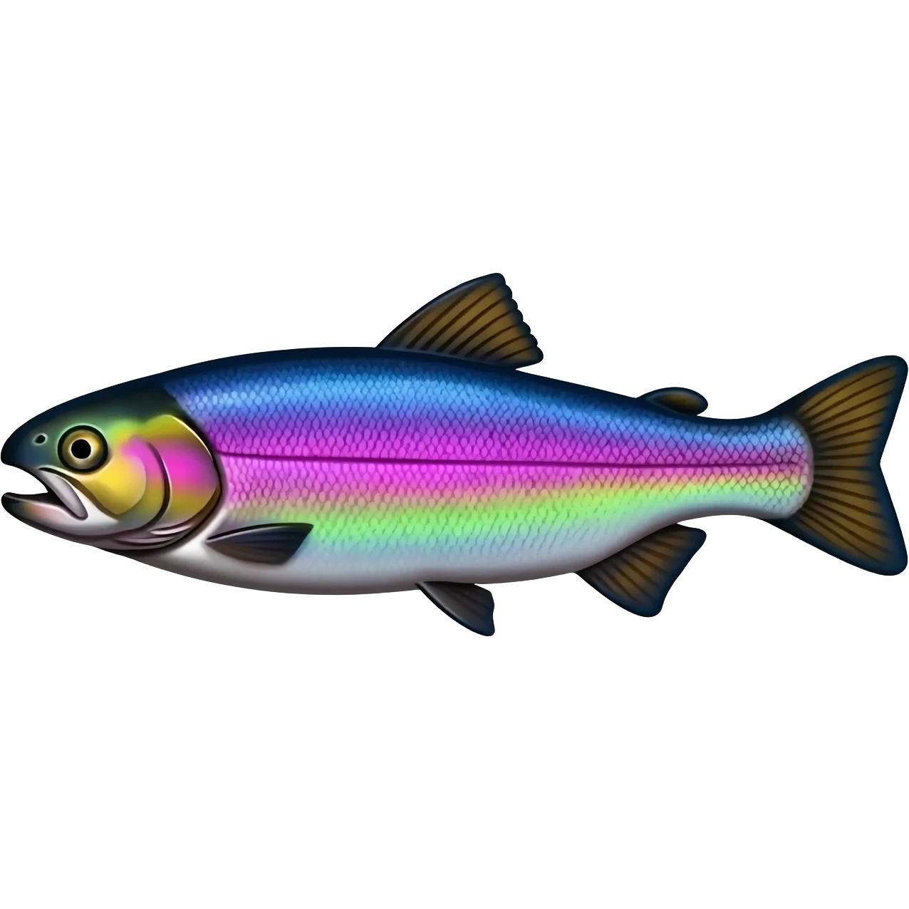 realistic rainbow trout fish bright purple blue green yellow white emoji