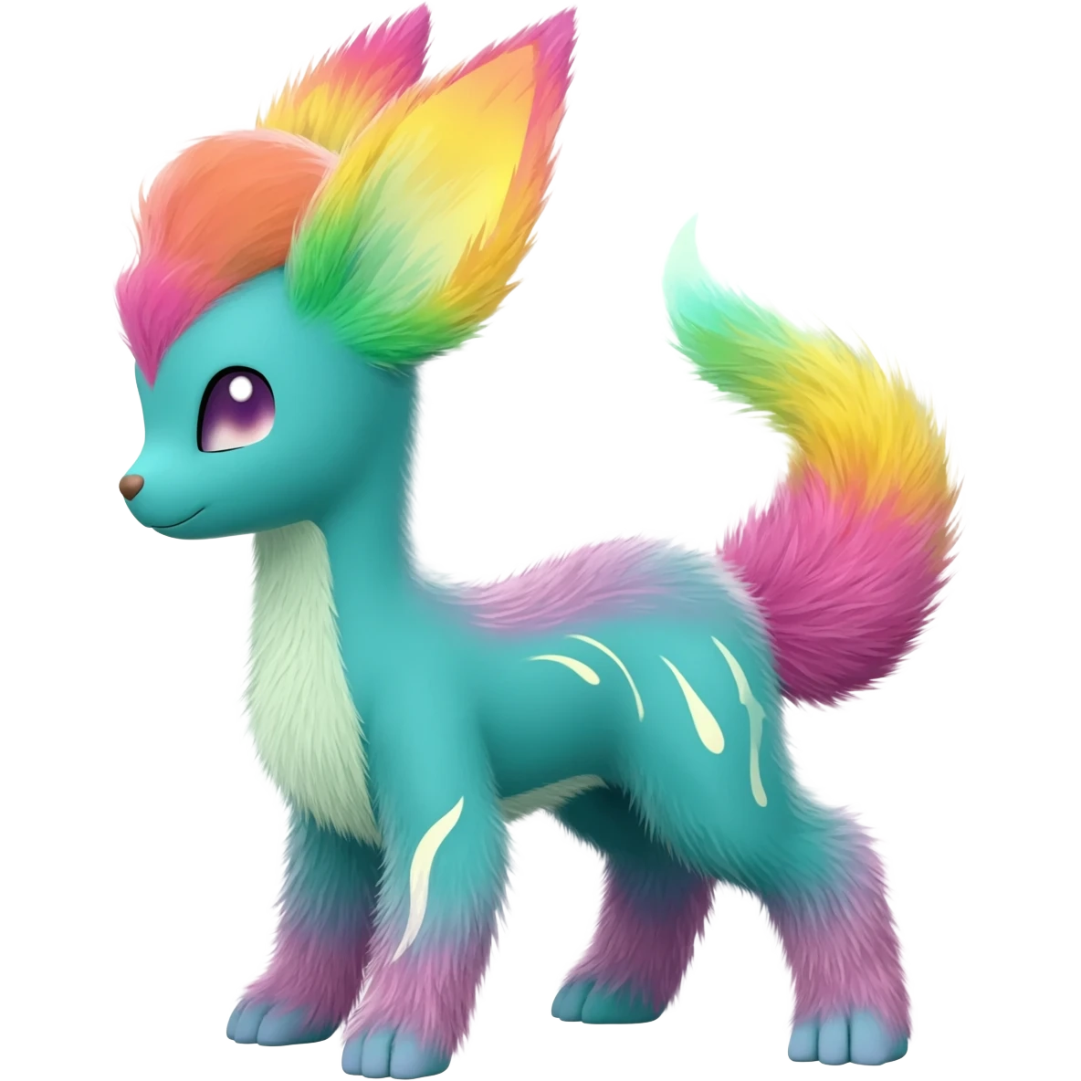 vibrant pastel bright colorful cute fuzzy exotic painted Fakémon-Pokémon-Vernid-Vaporeon-Leafeon-Sylveon-creature emoji