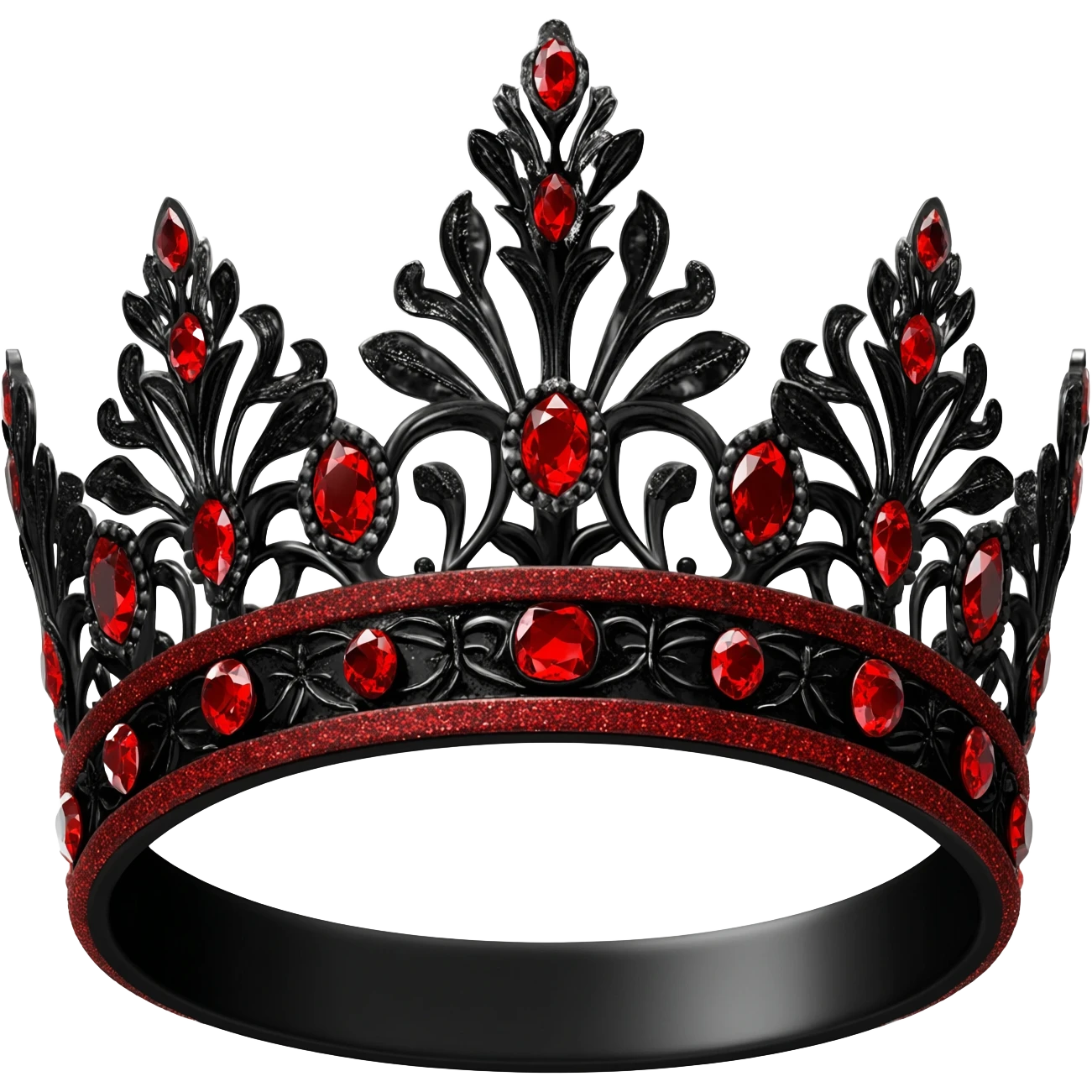 black gothic crown with red glittery rubes  emoji