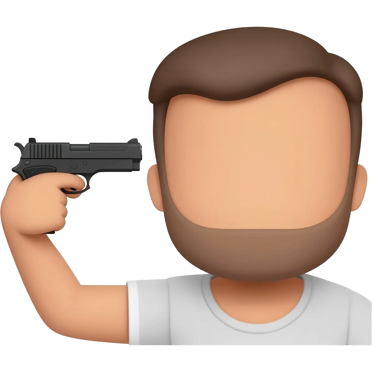 Plain face emoji pointing a gun at its head emoji