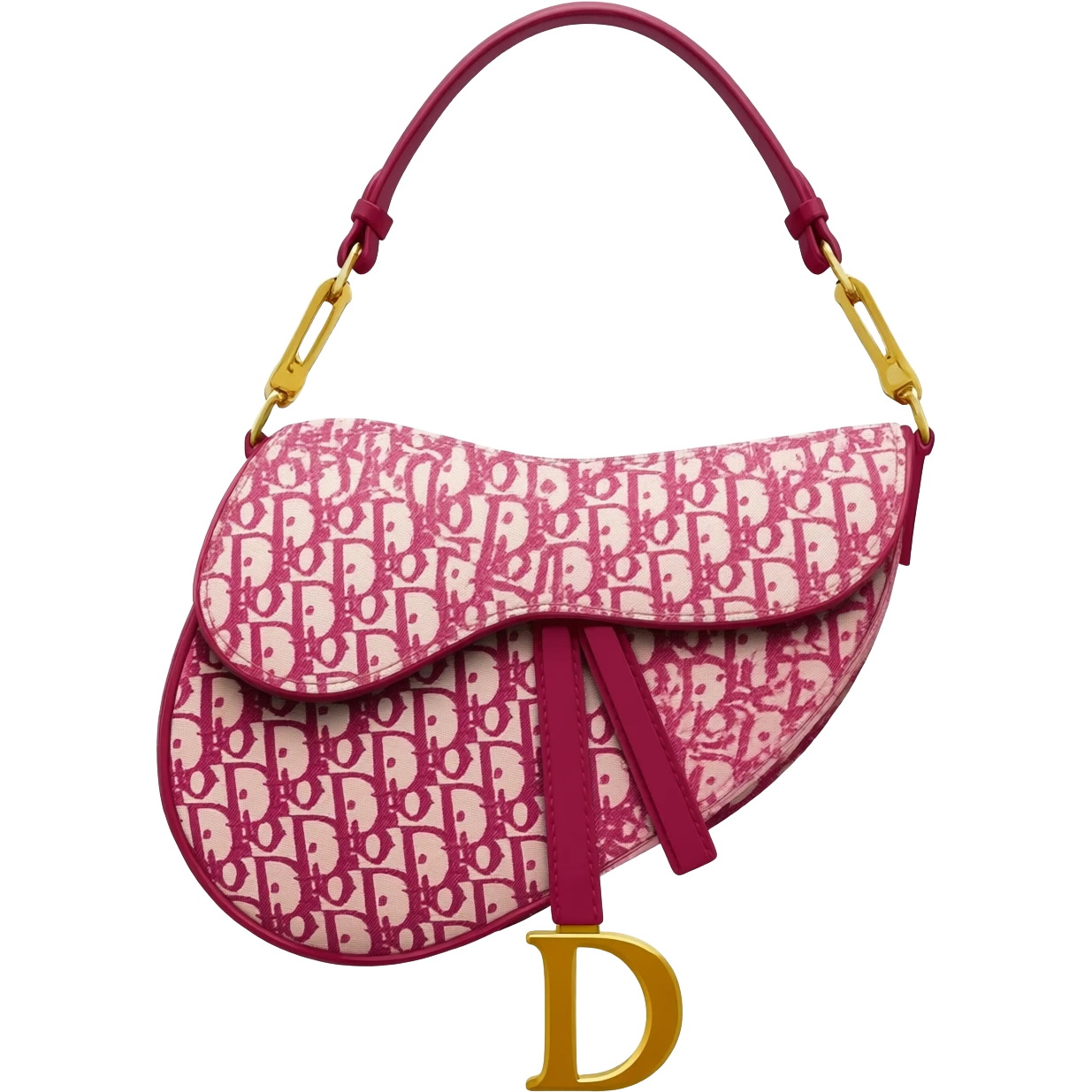 pink dior printed saddle bag emoji