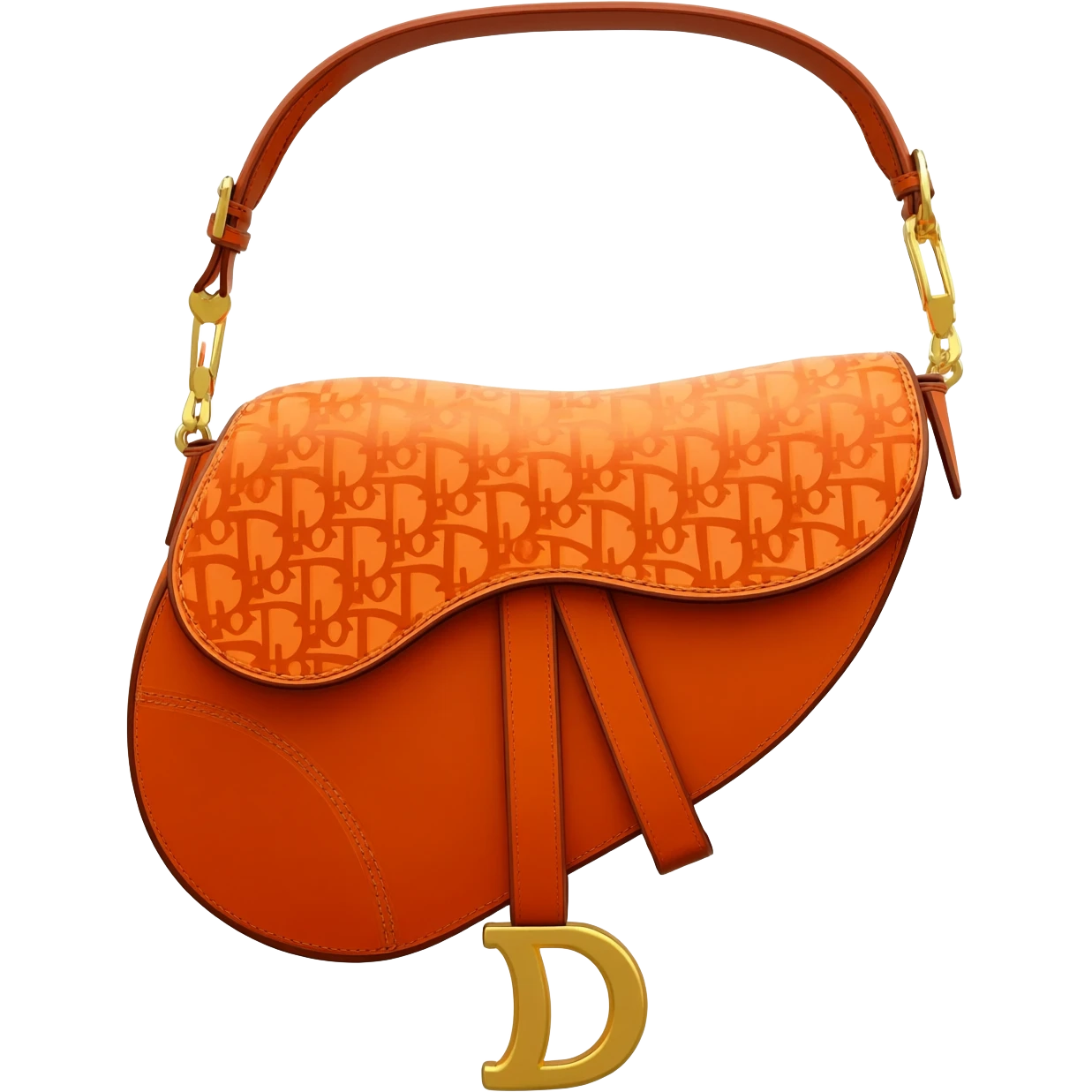 orange dior printed saddle bag emoji