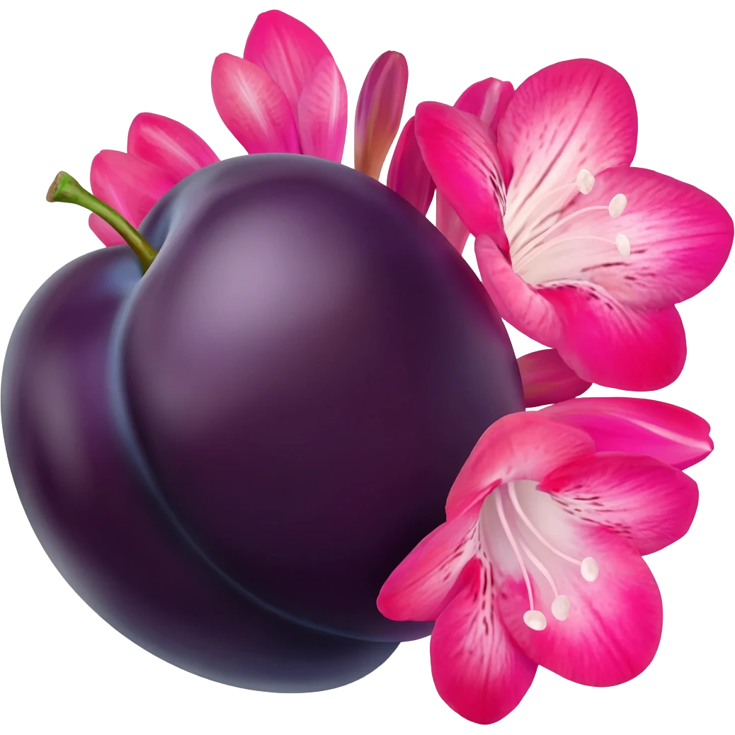 Plum with pink freesia emoji
