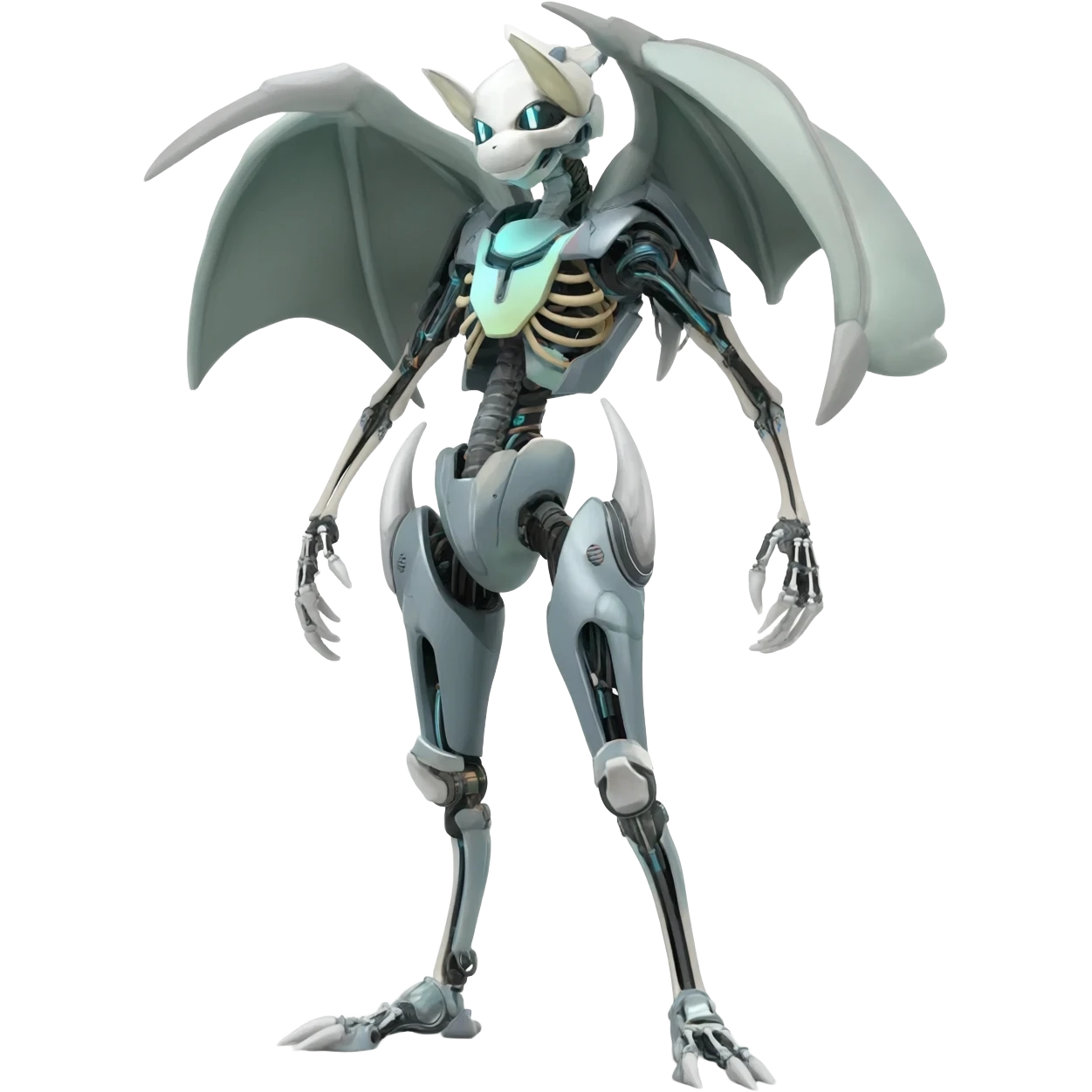 futuristic Skeleton-Cyborg-Manectric-Electrike-Salandit-Cubone-Umbreon-Marowak-Draco-Fakémon-hybrid-creature (full body), 4 legs emoji