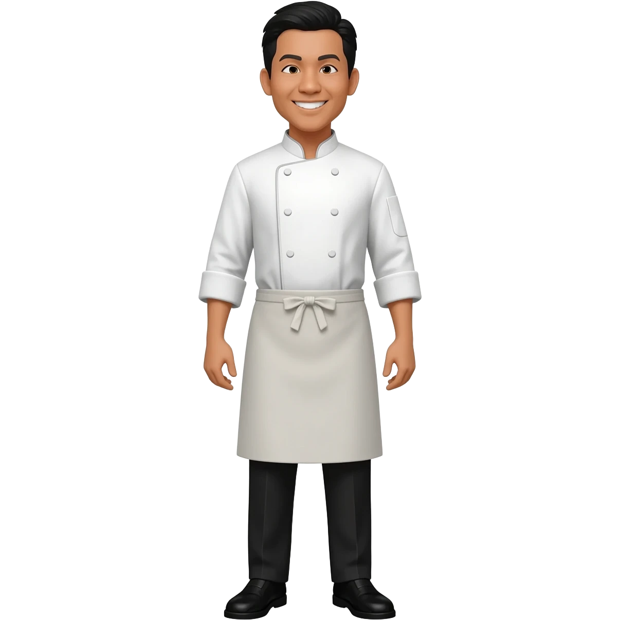 Filipino man chef uniform and black pants shoes emoji