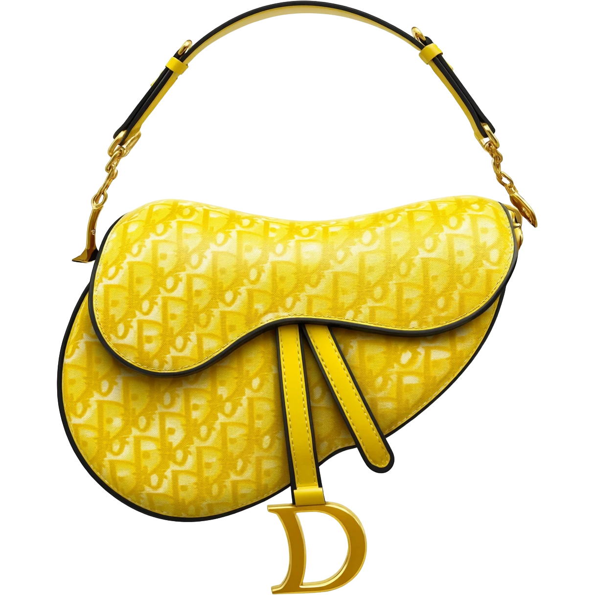 yellow dior printed saddle bag emoji
